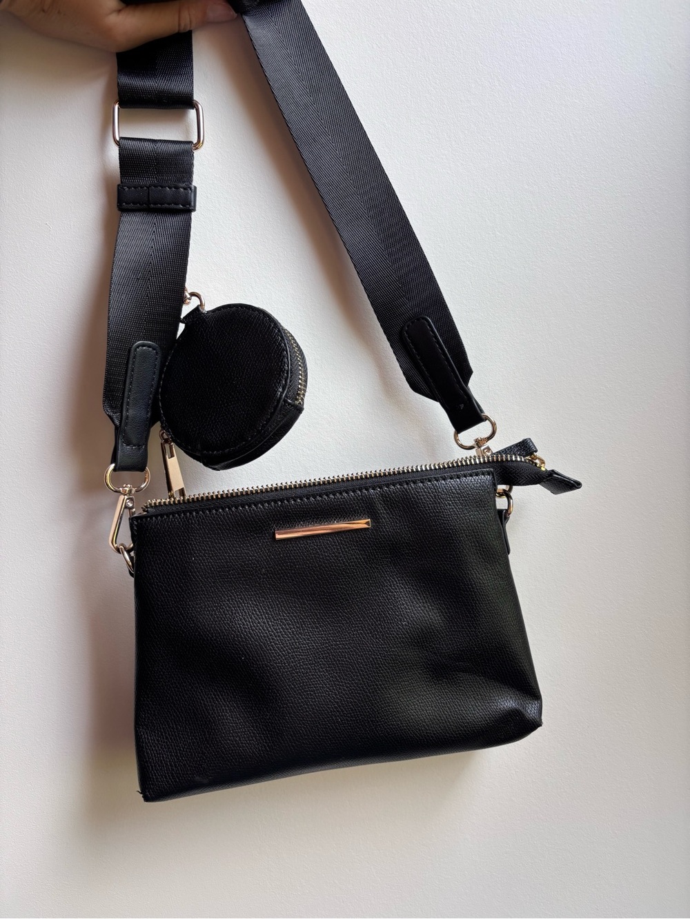 ALDO Black Crossbody Pouch with Detachable Coin Case